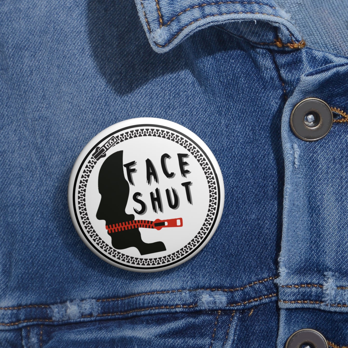 Face Shut Emblem – 2.25" Button Pin