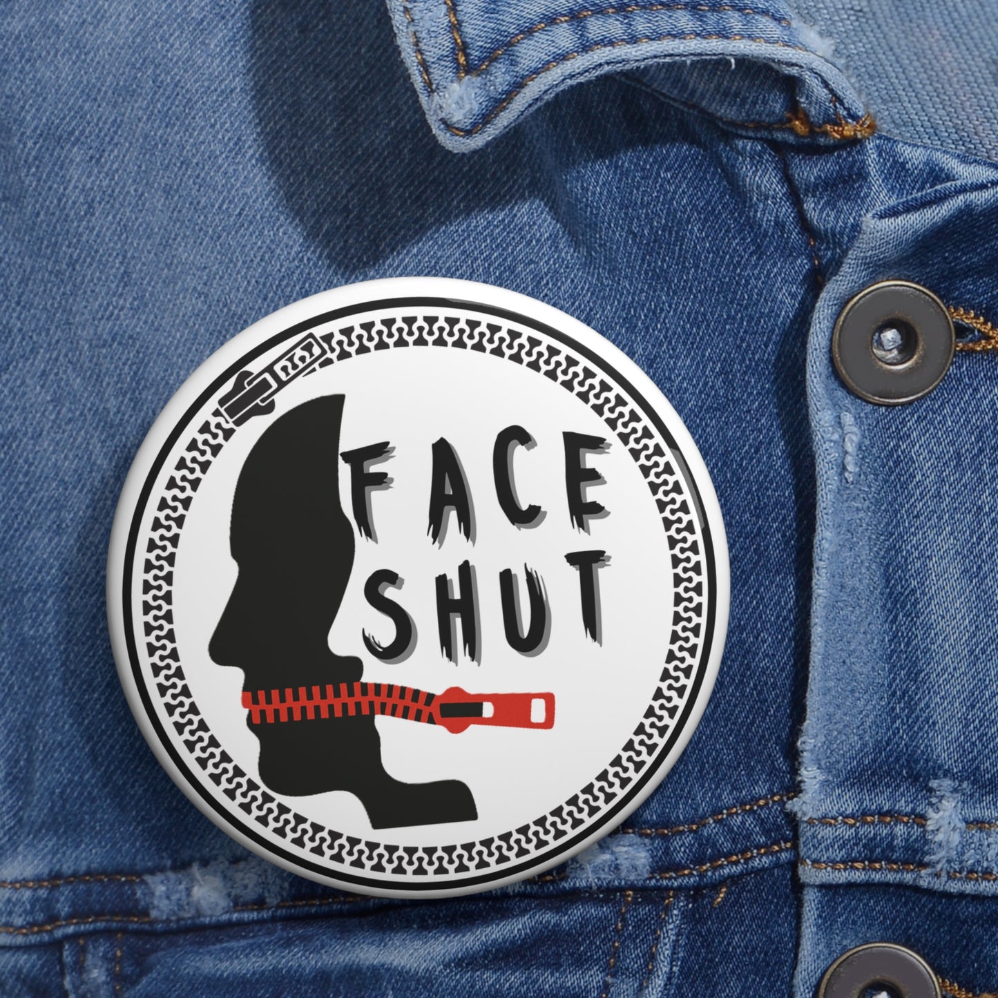 Face Shut Emblem – 3" Button Pin