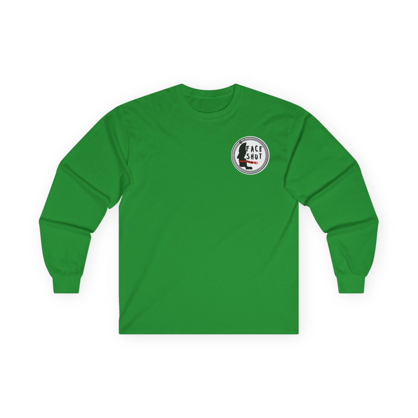 Face Shut Crest Long Sleeve Shirt – Funny Graphic Back Print Tee – Bold Statement Apparel – Unisex Long Sleeve Top