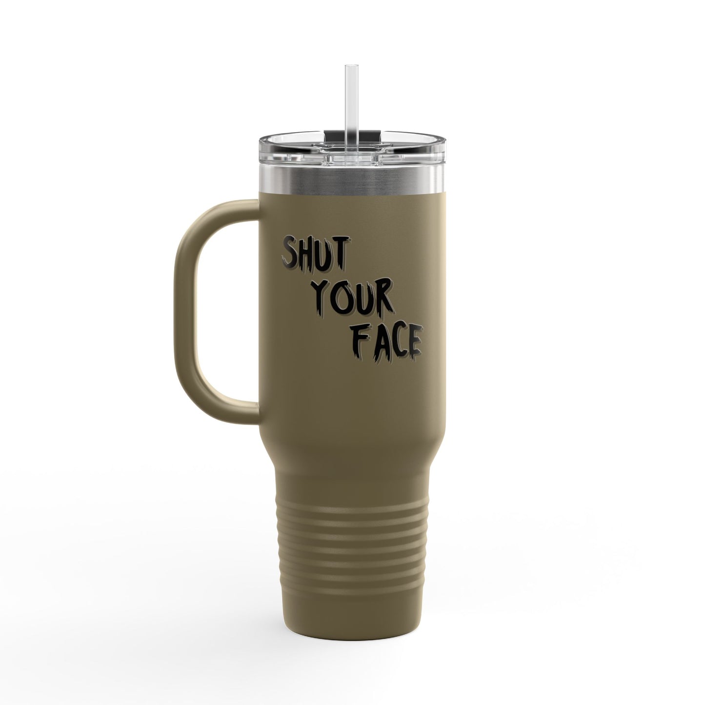 Face Shut – Funny 40oz Travel Tumbler With Handle