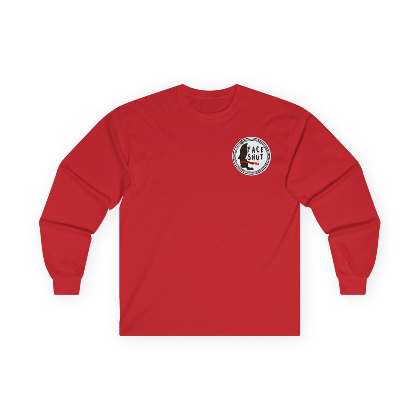 Face Shut Crest Long Sleeve Shirt – Funny Graphic Back Print Tee – Bold Statement Apparel – Unisex Long Sleeve Top