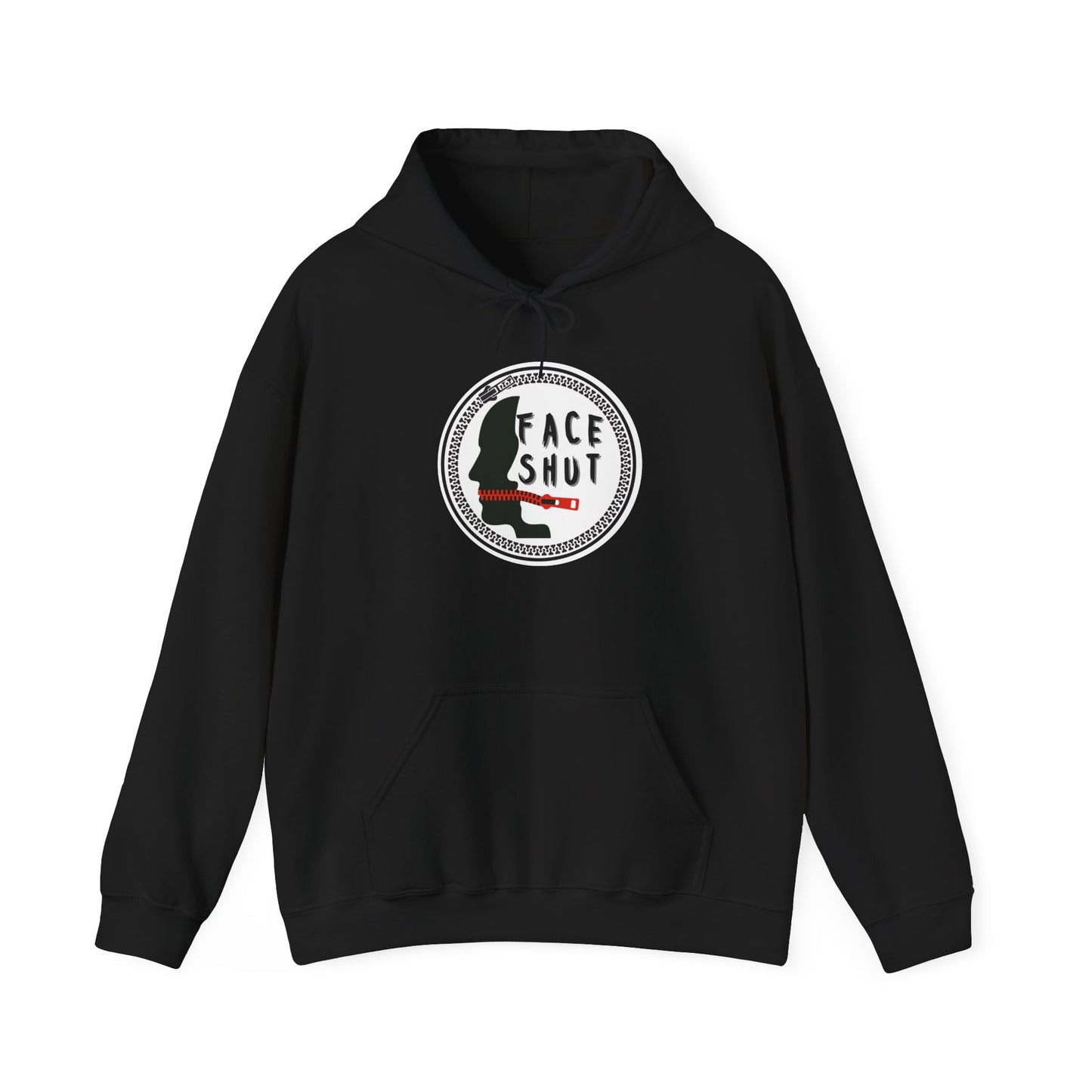Hoodie — 'Shut Your Face' Graphic Hoodie with Logo Emblem