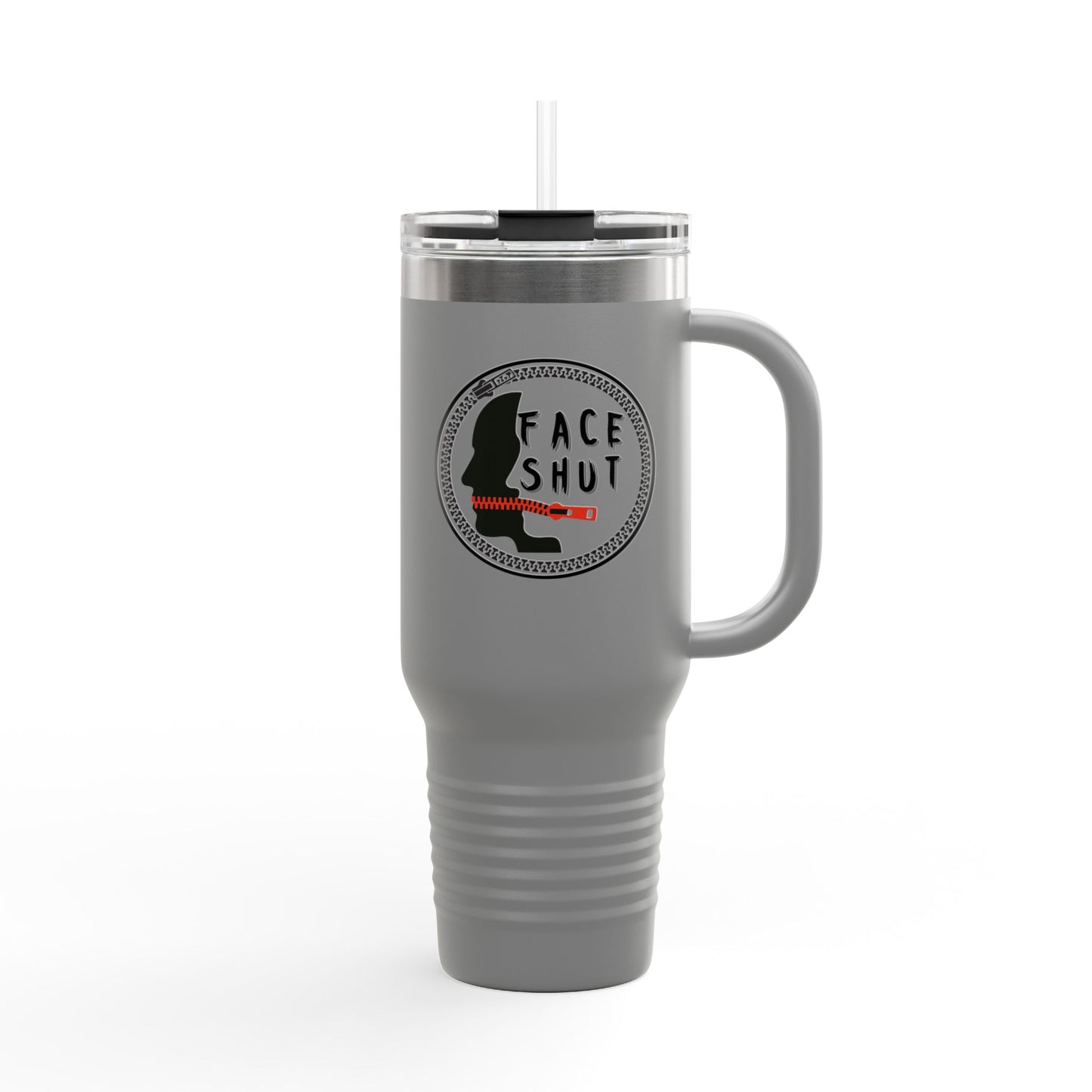 Face Shut – Funny 40oz Travel Tumbler With Handle