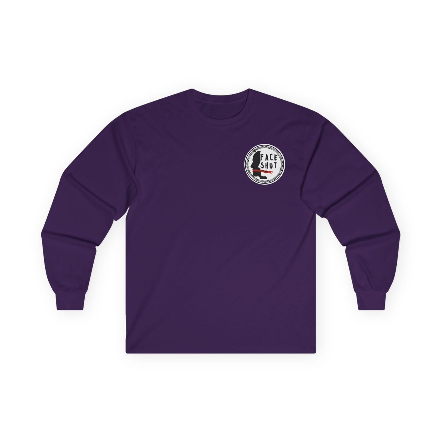 Face Shut Crest Long Sleeve Shirt – Funny Graphic Back Print Tee – Bold Statement Apparel – Unisex Long Sleeve Top
