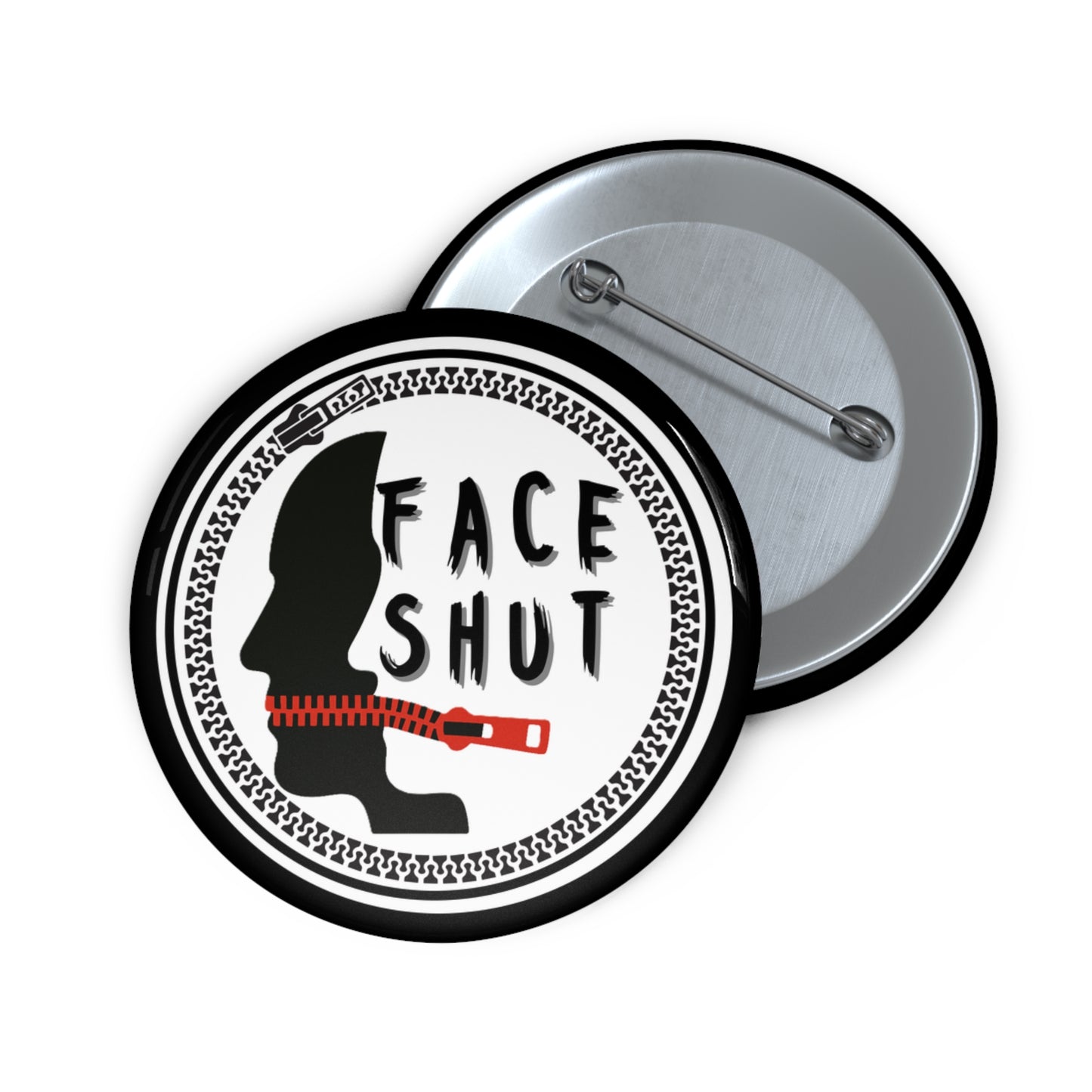 Face Shut Emblem – 2.25" Black Button Pin