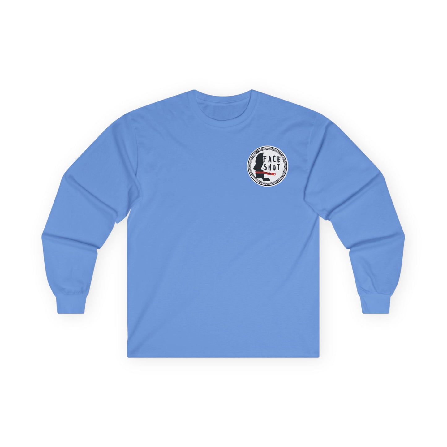 Face Shut Crest Long Sleeve Shirt – Funny Graphic Back Print Tee – Bold Statement Apparel – Unisex Long Sleeve Top