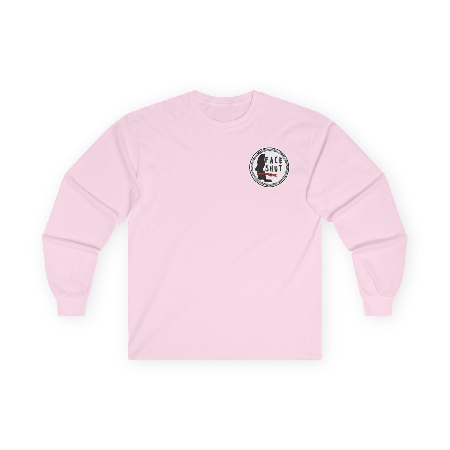 Face Shut Crest Long Sleeve Shirt – Funny Graphic Back Print Tee – Bold Statement Apparel – Unisex Long Sleeve Top