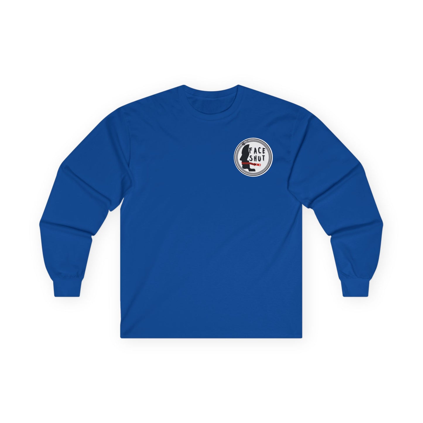 Face Shut Crest Long Sleeve Shirt – Funny Graphic Back Print Tee – Bold Statement Apparel – Unisex Long Sleeve Top