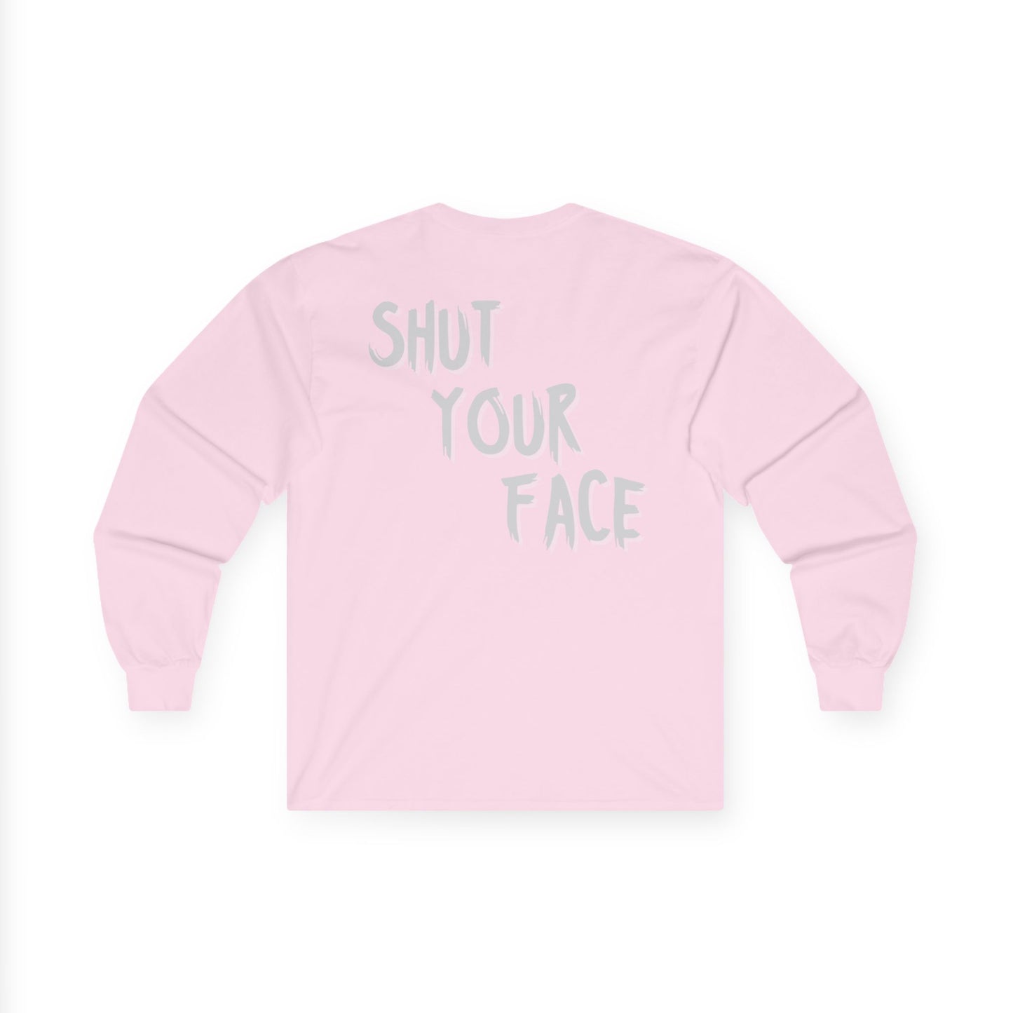 Face Shut Crest Long Sleeve Shirt – Funny Graphic Back Print Tee – Bold Statement Apparel – Unisex Long Sleeve Top