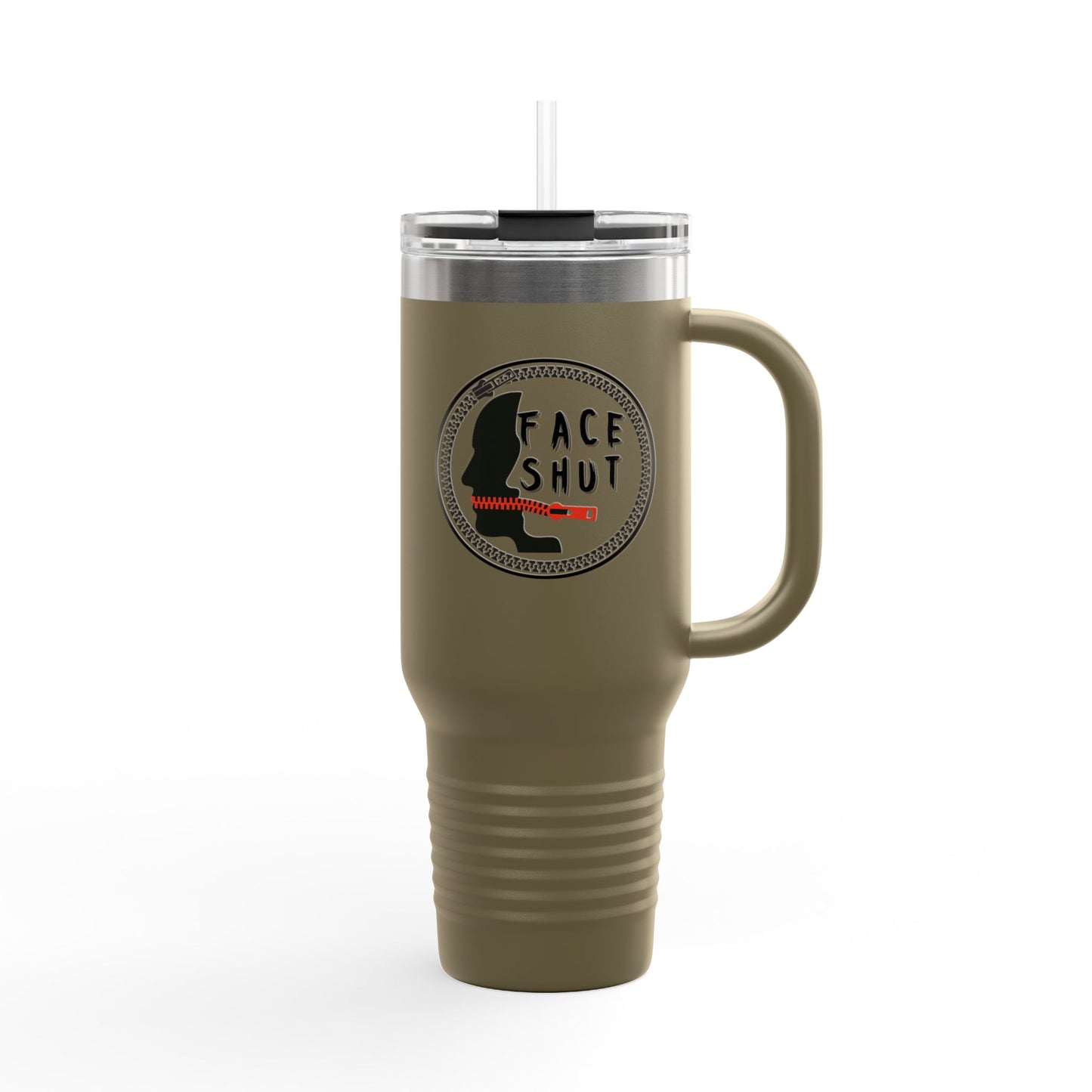 Face Shut – Funny 40oz Travel Tumbler With Handle